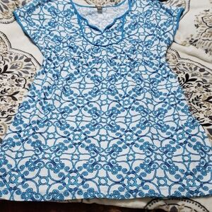 Tommy Bahama Blue and White Swirl Top